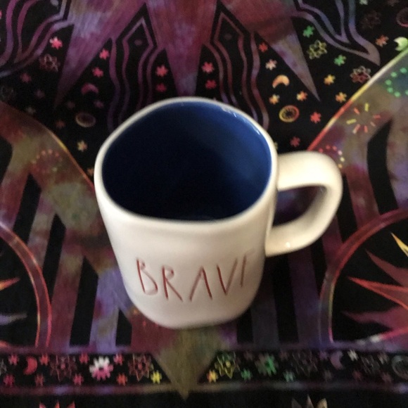 Rae Dunn patriotic BRAVE mug blue interior - Picture 2 of 6